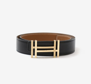 HERMES ダブル H バックル リバーシブル ベルト ブラック 85 8933099269 156634262