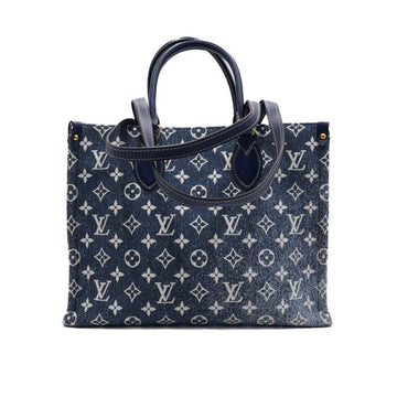 LOUIS VUITTON シーズン限定 ブルーデニム モノグラム オンザゴー MM トートバッグ兼ショルダーバッグ M59608 156712415