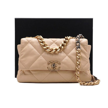 CHANEL ラージフラップチェーンショルダーバッグ 19 ベージュ 1161 156712418