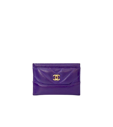 CHANEL Purple Card Holder Wallet 58280 156718588