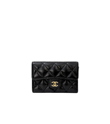 CHANEL Black Gold-Plated Card Holder 57408 156718976