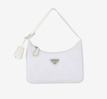 PRADA テスート ナイロン リエディション ホーボーバッグ ショルダーバッグ ホワイト 7225126886 75679148