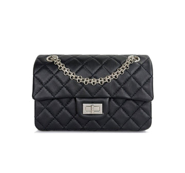 CHANEL Vintage Flap Mini Bag with Silver Hardware Black 2.55 156744979