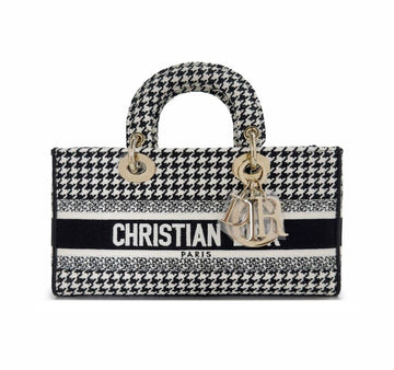 DIOR Unused Lady Joy Tote Medium Houndstooth L8J4OL26 156746549