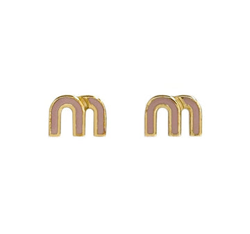 Miu Miu Enamel Metal Logo Earrings Orchid Pink 7KIL2LD9 156746744