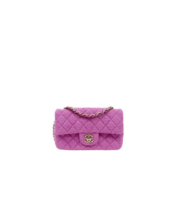 CHANEL Klassische New Mini Schultertasche in Lila Tweed 59780 156759685