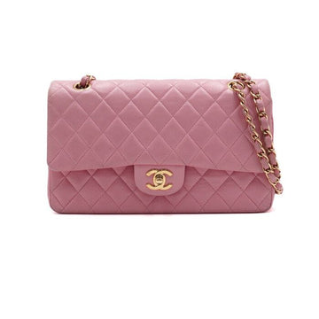 CHANEL Pink Leather Classic Medium Gold Chain Shoulder Bag A01112 156760229