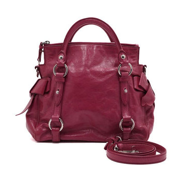 Miu Miu Pink Satchel Vitelux Ribbon Detail Women's Tote and Shoulder Bag 0438 156760253