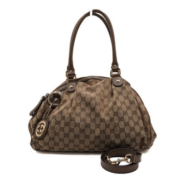 Gucci Brown Leather GG Canvas Sukey Tote Bag 223974 156760255