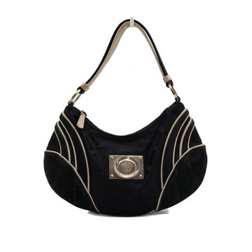 Versace Black Fabric Suede Leather Medusa Shoulder Bag AA64349 156760322
