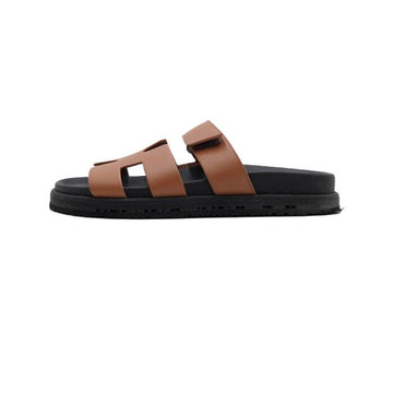Hermes Natural Brown Leather Women Sandals 64302 156775699