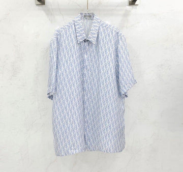 DIOR オブリック シルク シャツ ブルー 193C545A5872 142807101