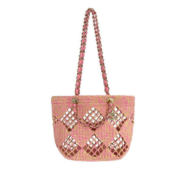 CHANEL ビーチラフィアショッピングバッグベージュピンクQFG0IC1J 156807107