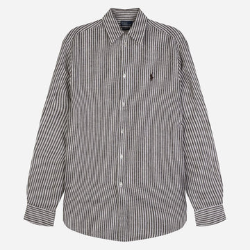 Polo Ralph Lauren Women's Pony Logo Stripe Linen Shirt Brown 211A96158 007 156814028