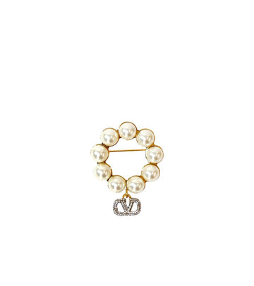 Valentino Cubic Garavani Pearl Gold Brooch 57861 156828375