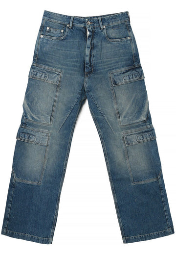 Rick Owens Washed Indigo Denim Double Cargo Pants DU01E3361 DWB 06 130793333