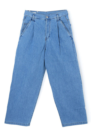 Dries Van Noten PENNING Light Blue Denim Pleat Jeans 2420209349378514 100343835