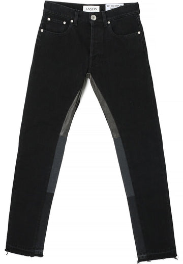 LANVIN x X ギャラリー デパートメント レザー ディテール スリム デニム ジーンズ ブラック RMTRG077D013P22 S1 31952863