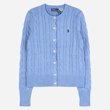 Polo Ralph Lauren Cable Knit Cardigan with Embroidered Logo for Women Blue 211971868 009 156847391