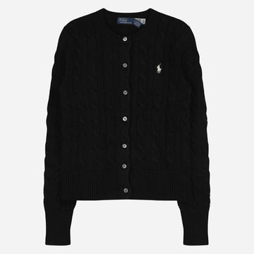Polo Ralph Lauren 6S Women's Embroidered Logo Cable Knit Cardigan Black 211971868 016 156847392