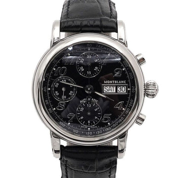 Montblanc Star Day Date Chronograph Black Dial Skeleton Automatic Men's Leather Band Watch 8451 156848097