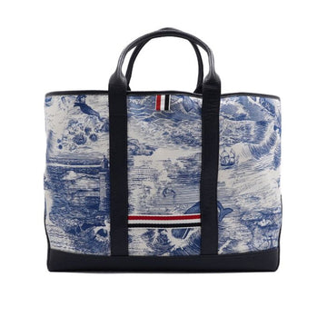 Thom Browne Blue Nautical Print Canvas Leather Medium Tool Tote Bag 389A F0373 156848146