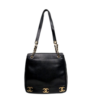 CHANEL Black Triple CC Chain Shoulder Bag 54876 156848161