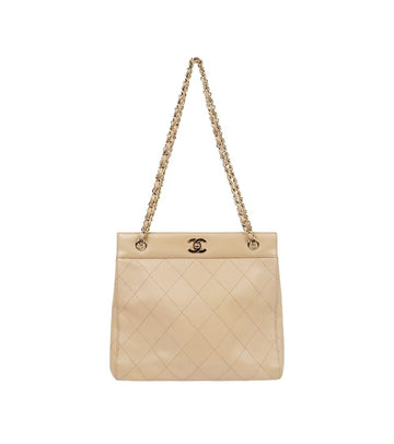 CHANEL Beige Quilted Chain Shoulder Bag 60751 156848168