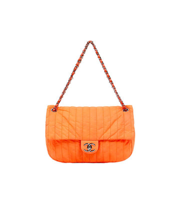 CHANEL Orange Nylon Flap Chain Shoulder Bag 59917 156848173