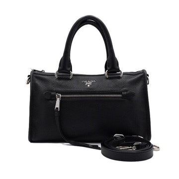 Prada Black Vitello Phoenix Leather Zip Tote and Shoulder Bag 1BB022 156848174