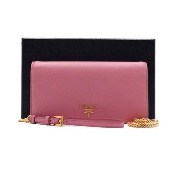 Prada Pink Saffiano Pouch with Gold Chain WOC Crossbody Bag 1ZH029 156848191