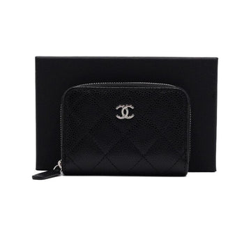 CHANEL Caviar Classic Silver CC Zipper Card Holder AP0216 156852544