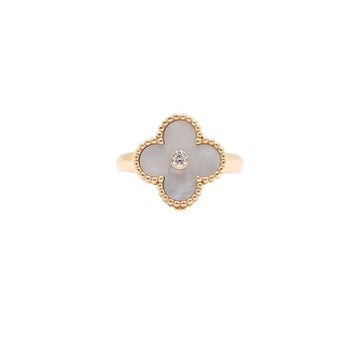 Van Cleef & Arpels Vintage Alhambra Ring 18K Yellow Gold 0.06 Carat 1P Diamond Size 14 156852724