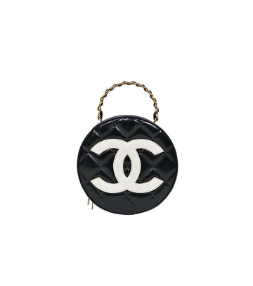 CHANEL Schwarze Lackleder Runde Big CC Tote Bag 46417 156856463