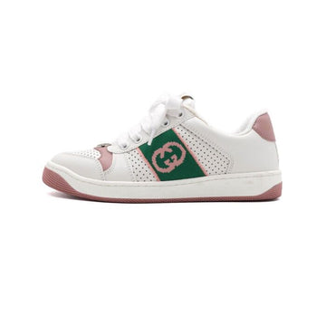 Gucci Pink White Interlocking G Perforated Screener Sneakers 765128 156857013
