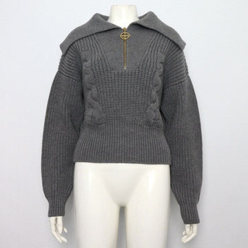 PATOU Grey Wool Half-Zip Sailor Collar Women’s Knit 0398022902 156857434