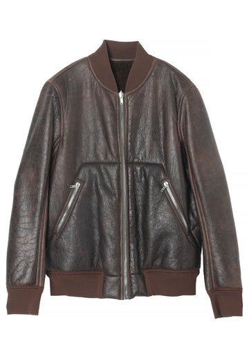 Rick Owens Lamb Shearling Reversible Classic Flight Jacket Brown RU02C7789 LSHB 04 65044683