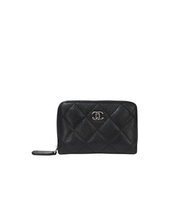 CHANEL ブラックキャビアスキンジッパーカード財布 57696 156923315