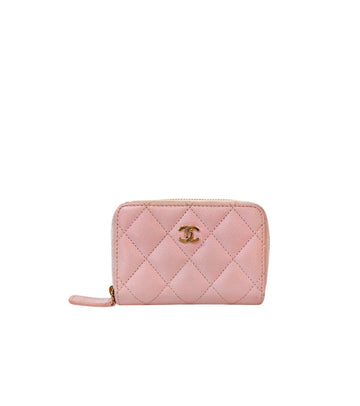 CHANEL Pink Caviar Leather Zipper Card Holder 59323 156923335