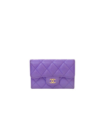 CHANEL Purple Caviar Skin Card Holder 59322 156923351