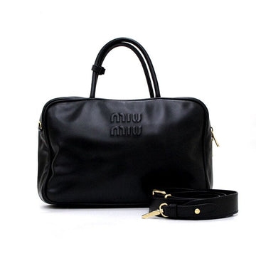 Miu Miu Black Embossed Logo Top Handle Tote and Shoulder Bag 5BB117 156927845