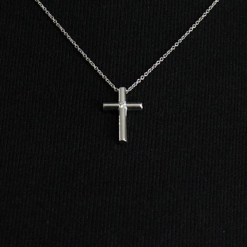 Tiffany & Co 18K White Gold 0.02CT Diamond Cross Pendant Necklace AA64153 156932639