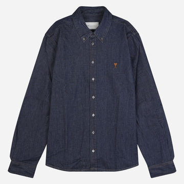 AMI Herzlogo Denim Hemd Indigo 156935661