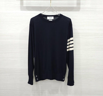 THOM BROWNE ネイビー 4バーストライプ ウール ニット MKA00A 156945146