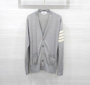 THOM BROWNE Graue 4-Band diagonale Wolljacke MKC002A 156945190