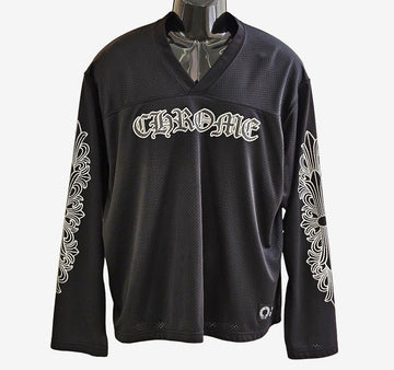 CHROME HEARTS Langarm-Mesh-Jersey Schwarz 2F8TDHSM 156945795