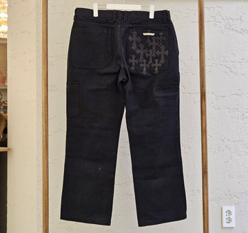 CHROME HEARTS Double Cross schwarze Lederpatchhose FO8VCHOE 154710230