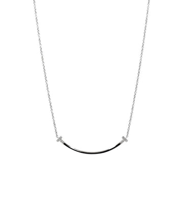 TIFFANY & CO スモール 750 ホワイトゴールド T スマイル ネックレス 60926 156949690