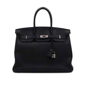 HERMES Togo Schwarz mit silberner Hardware Birkin 35 Damen Tote Bag 156956086