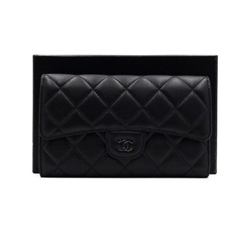 CHANEL A31506 Lambskin Silver-tone CC Classic Flap Women’s Long Wallet 64532 156957022
